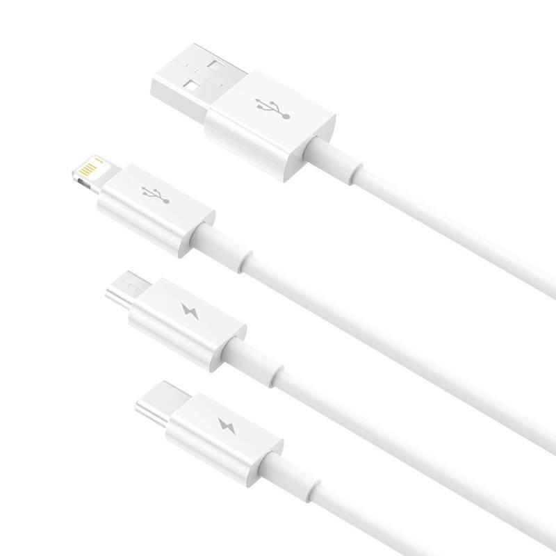 Kabel Szybkiego Ładowania  Baseus Superior Data Usb Do M+L+C 3.5A 0.5M(White)