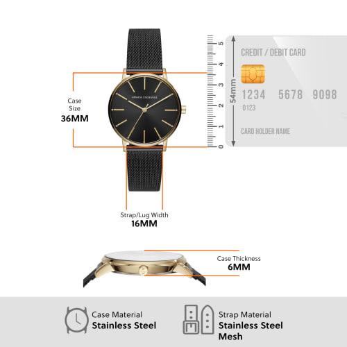 Armani Exchange Three-Hand Black Stainless Steel Mesh Watch