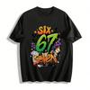 Halloween Themed Graffiti Style Number Print Casual Top Pure Cotton T-shirt