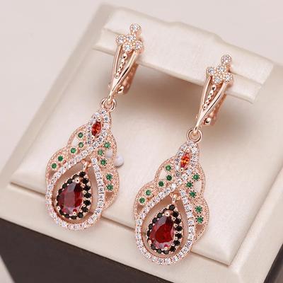Ethnic Multicolour Peacock Water Drop Earrings For Women Luxury Gold Color CZ Drop Earrings Fashion Jewelry Gift for Party