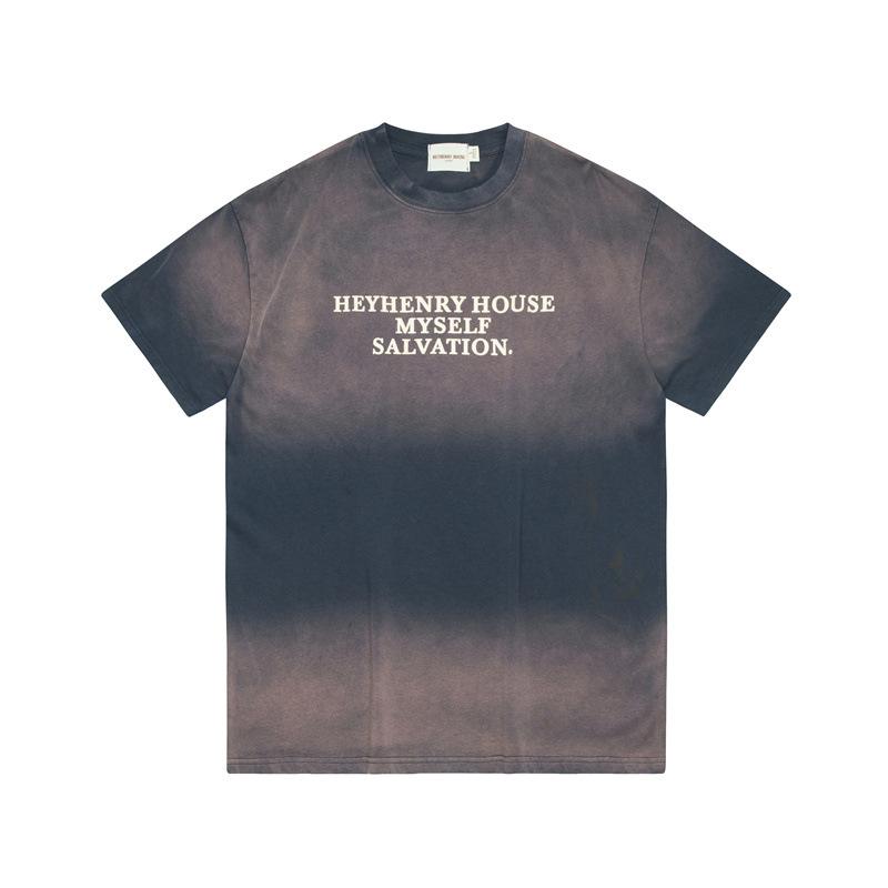 

Мужская летняя футболка с градиентным принтом - Круглый вырез, короткий рукав, повседневная, стильная и дышащая S синий