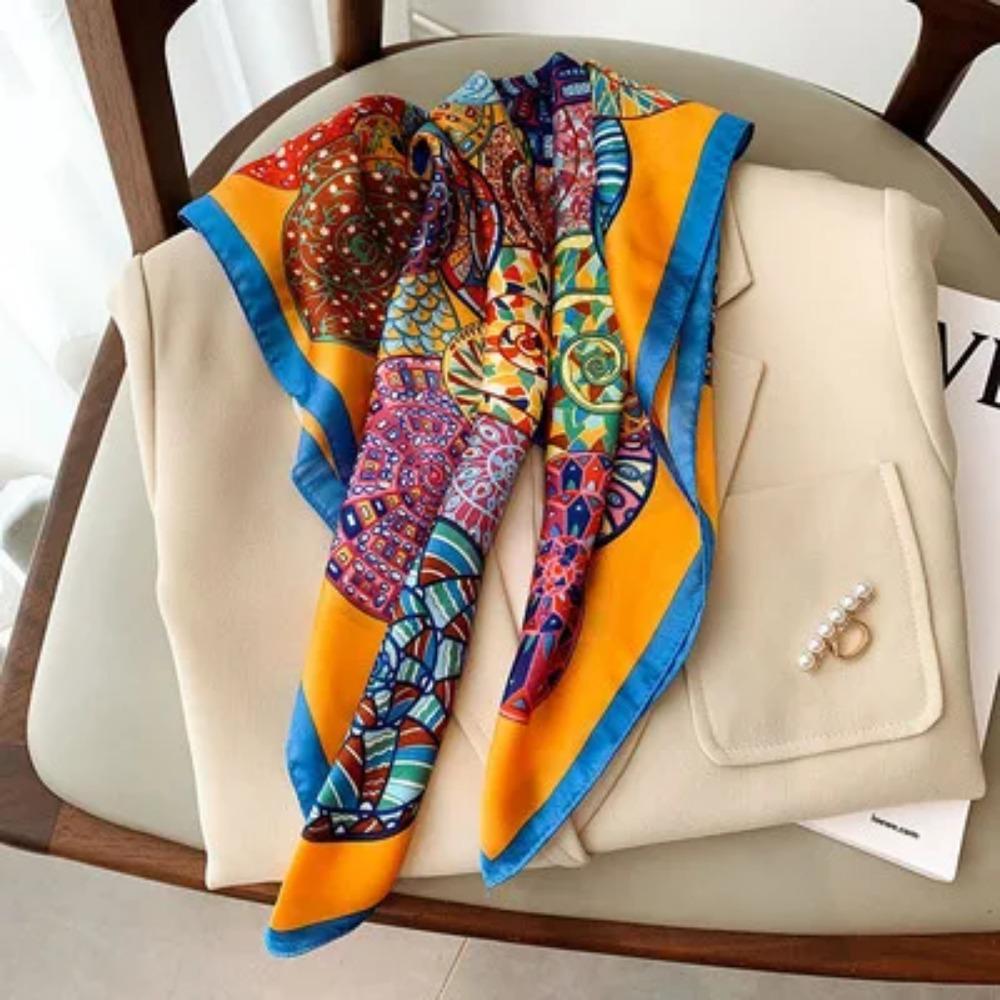 2025 Summer Luxury Brand Silk Scarf Square Women Shawls And Wraps Fashion Office Small Hair Neck Hijabs Foulard Scarves 70*70cm
