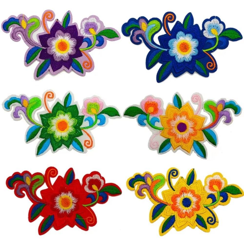 Flowers Leaves Embroidery Patches Hot Melt Adhesive Ironing DIY Embroidery Flowers Patch Sew Iron On Patches for Clothes