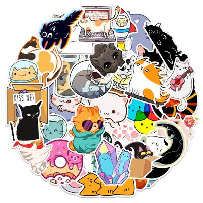 50 New Kitten Doodle Stickers Car Suitcase Laptop Mobile Phone Decoration Stickers Waterproof