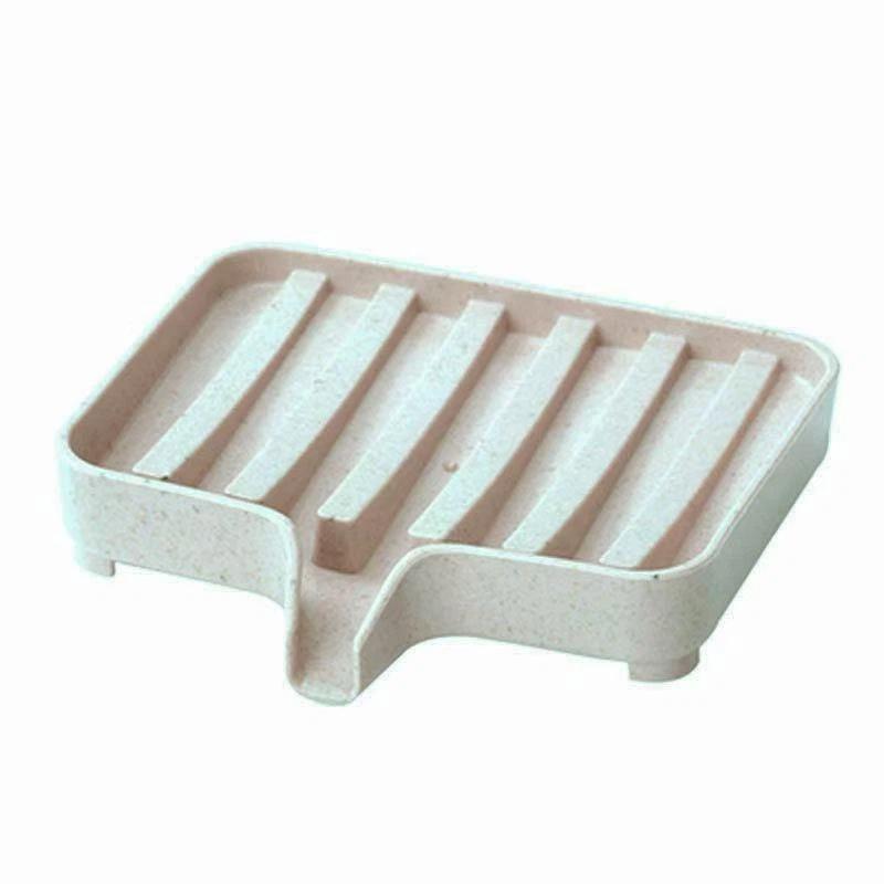 Useful Silicone Soap Dish Bathroom Self Draining Soap Bar Holder Kitchen Sink Soap Dish Sponge Drain Portable Soaps Dishes Rack бежевый