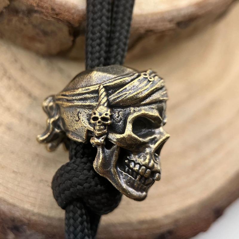 Pirate Skull Brass Knife Bead Outdoor Tool Pendant DIY Keychain Woven Bracelets Accessories Lanyard Charms