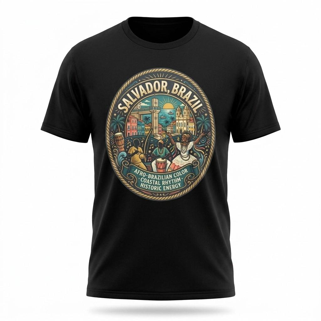 Salvador Brazil Coastal Rhythm Graphic T-Shirt Unisex Travel Tee