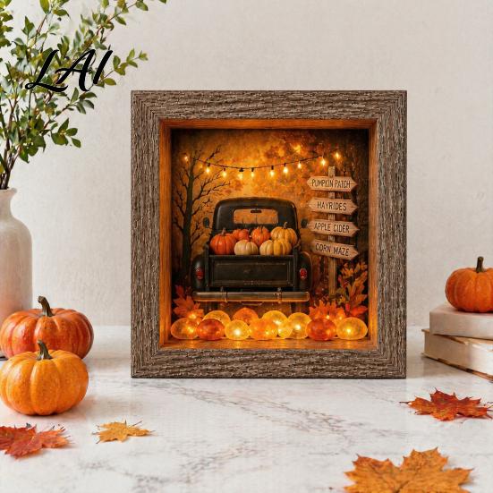 Decorative Seasonal Lights Halloween Lighted Frame Ornaments Light Up Shadow Box Warm Atmosphere LED for Home Living Room Bedroom Decor Ornaments
