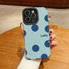 Custodia Verticale in Pelle con Fantasia di Pois Blu Carini, Custodia Morbida in Silicone Antiurto con Protezione Completa per Obiettivo Fotocamera per IPhone Samsung