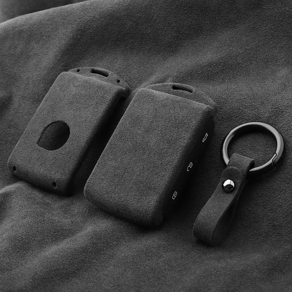 Bilnyckel Nyckelring Fodral Skydd För Volvo XC60 S90 XC40 S60 XC90 Interiör Alcantara Cute Accessoire Voiture Hållare Shell