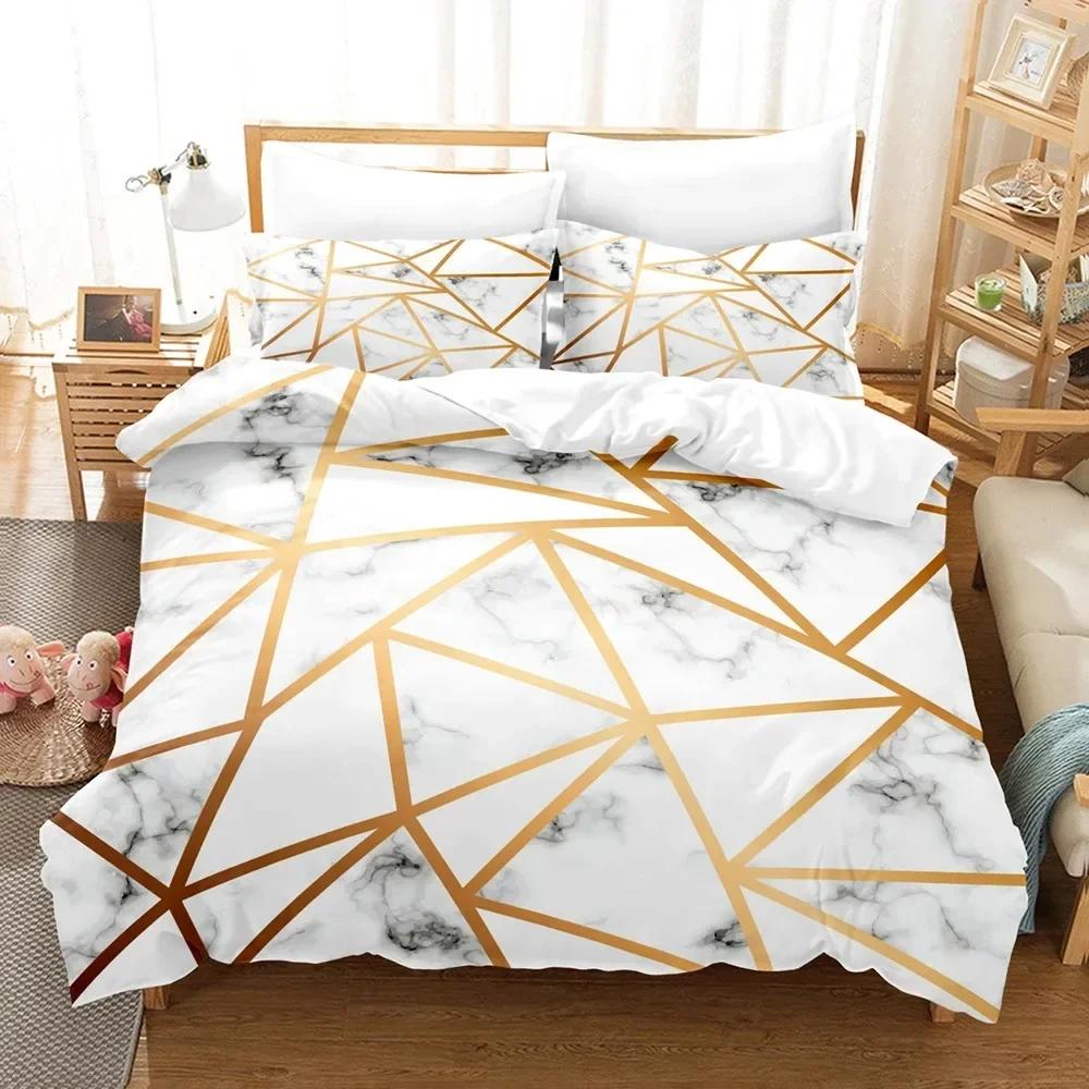 Purple Marble Comfortable Duvet Quilt Cover Pillowcase Bedding Set Children Bedroom Decoration Home Textile