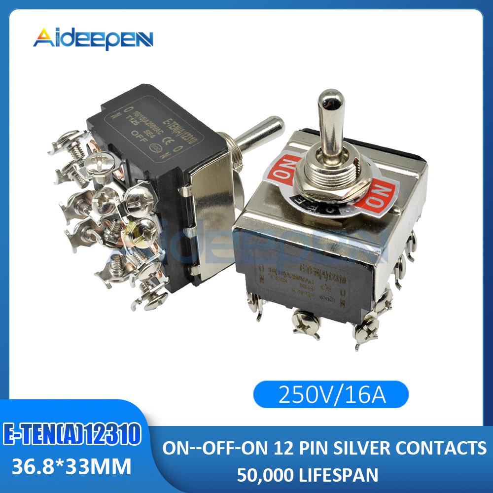 Mini Auto Toggle Switch AC 250V 16A 2/3/4/6/12 Pin ON-OFF ON-ON ON-OFF-ON 2/3 Position Copper/Silver Contact