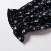 Xiangying French Style Blue Floral Long-Sleeve Dress