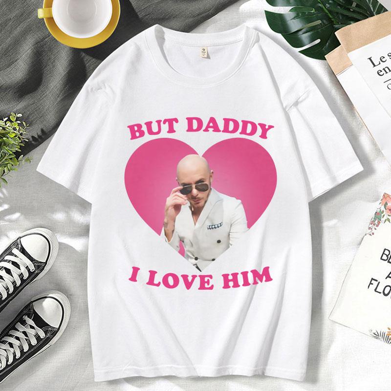 Lustiges I Love Him Mr Pitbull Worldwide Bedrucktes T-Shirt Herren Lässig Vintage Baumwolle Kurzarm Gothic Übergroße T-Shirts Männlich