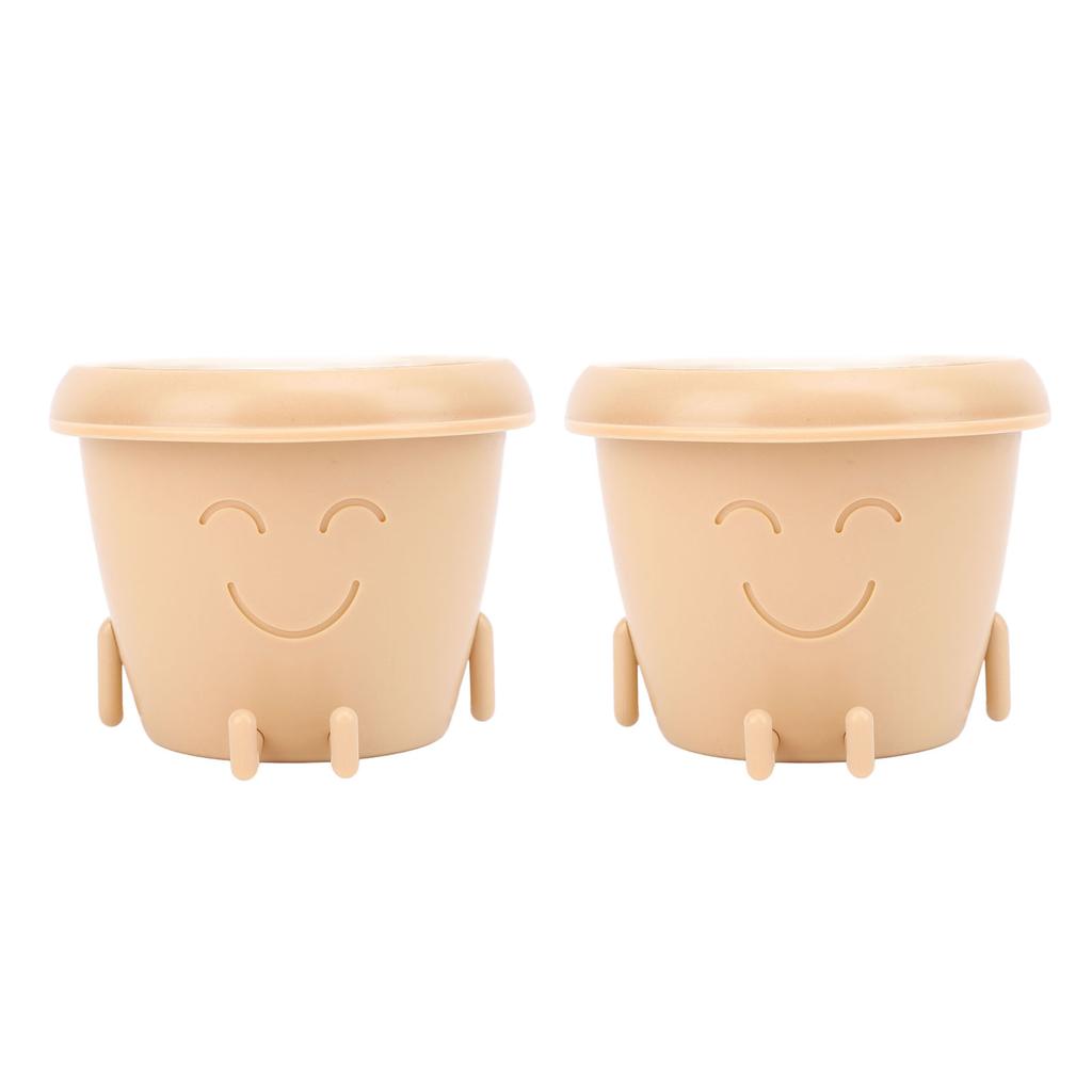 Donica na sukulenty z prostymi nogami, mała, z twarzą, kwiatowa, z drenażem, urocza, plastikowa, zabawna doniczka do wnętrz