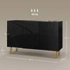 Living Room Sideboard, High-Gloss, 3 Soft-Close Doors, Adjustable Shelves, 120 x 40 x 75 cm, Black