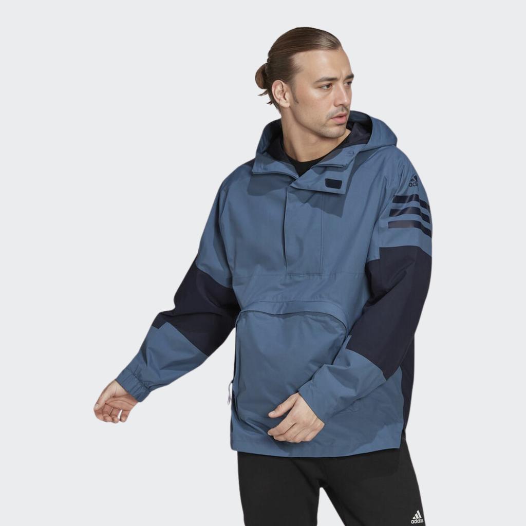 Adidas Hooded Long Sleeve Printed Logo Windbreaker Men Outerwear Peacock-Blue HG8579