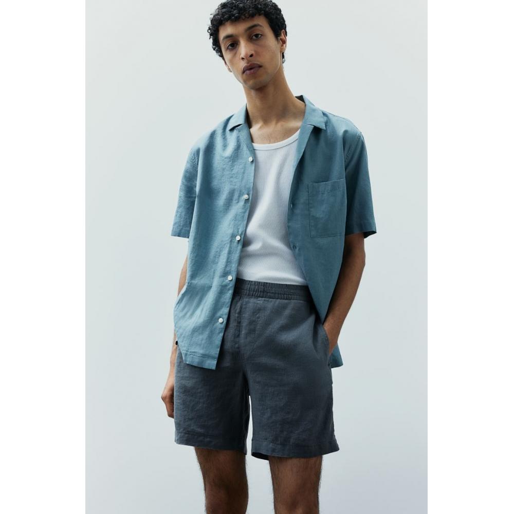 

HM Regular Fit Льняные шорты Темно-бирюзовые