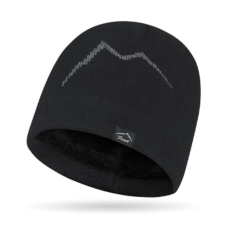 Jiancai Men s Thickened Black Knitted Beanie Hat