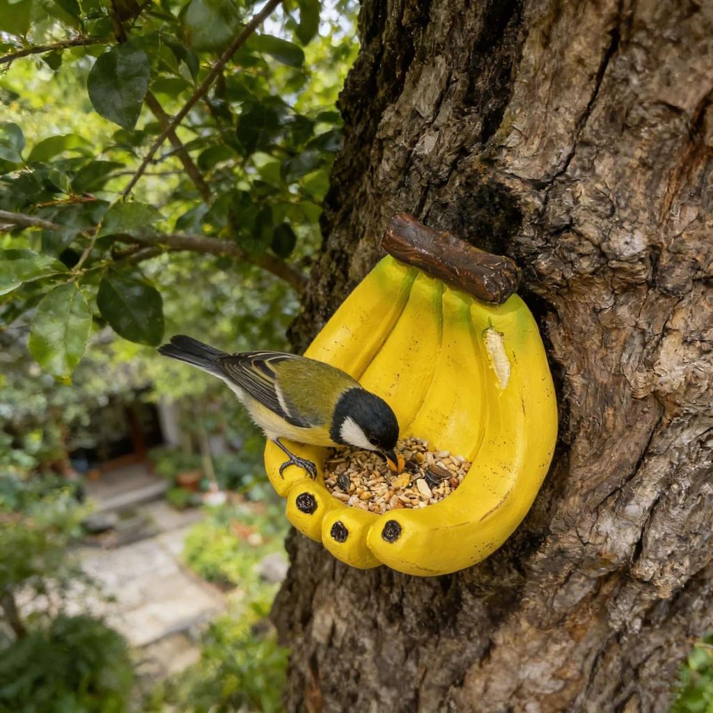 Resin Banana Garden Bird Feeder Bowl Decorative Hummingbird Feeder Weather-Resistant for Backyard Wildlife Garden Yard Decor