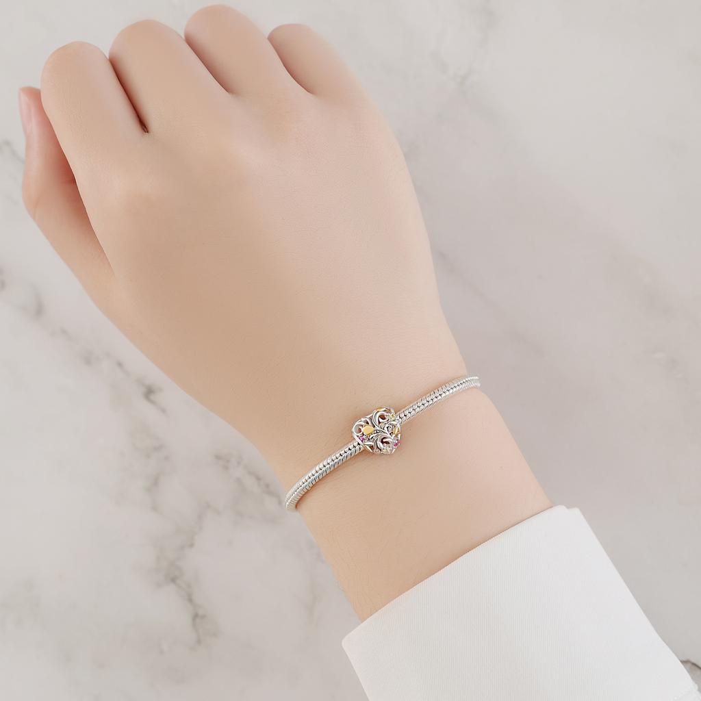 Beads Copper Charms Original Hollowed-Out Vine Heart Beads Fit Bracelet Jewelry Diy Women Fine Gift Accessory