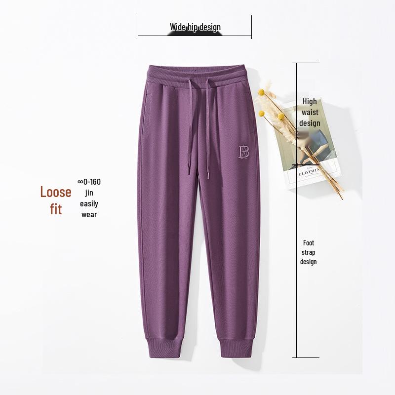 GAGN Women's High Waist Purple Straight-Leg Casual Pants – Simple, Loose, and Versatile.