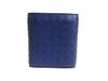 Authentic BOTTEGA VENETA Intrecciato Blue Leather Trifold Wallet Compact Wallet #a976  Open Box