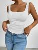 2026 Ärmelloses Damen-Cropped-Top mit quadratischem Ausschnitt und Raffung