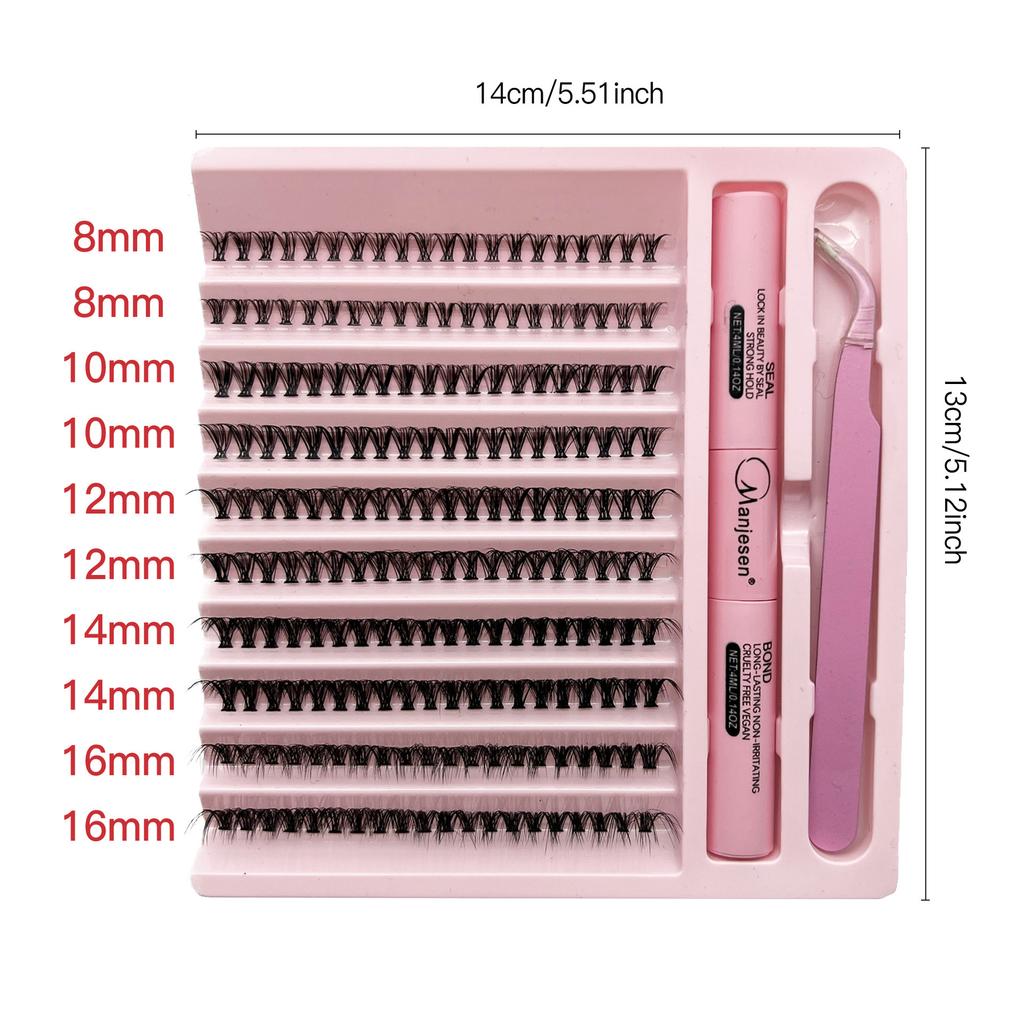 DIY Lashes Extension Kit Eyelashes 200 PCS Clusters Lash Bond and Seal Makeup Tools for Gluing Lashes Gluing Glue Accessories