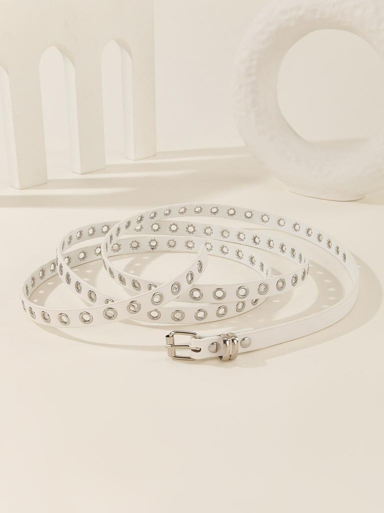 Solid Fashionable Color Porous Design Women Slim Waist Belt For Daily Wear