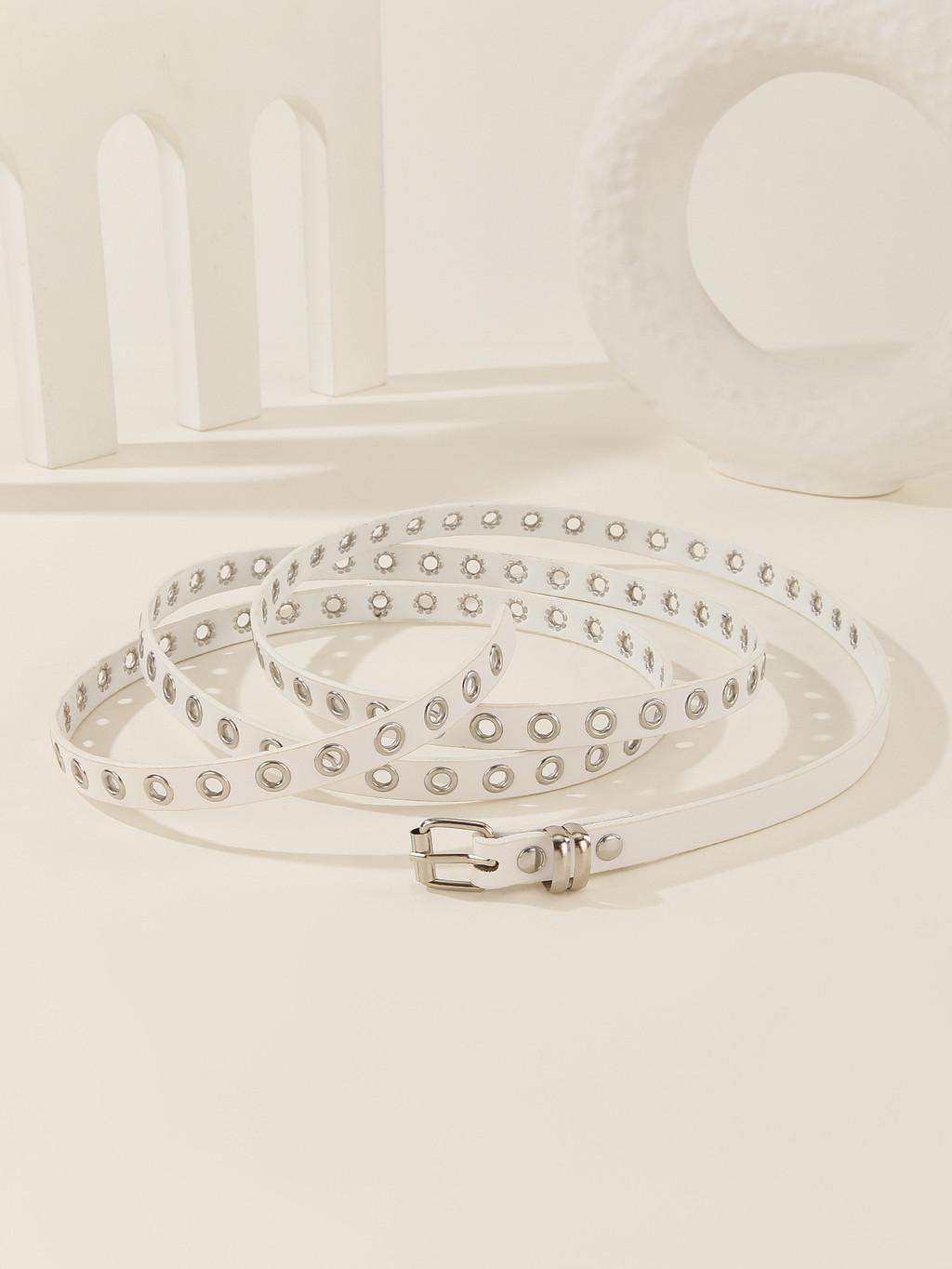 

Color Solid Fashionable Porous Design Women Slim Waist Belt For Daily Wear белый