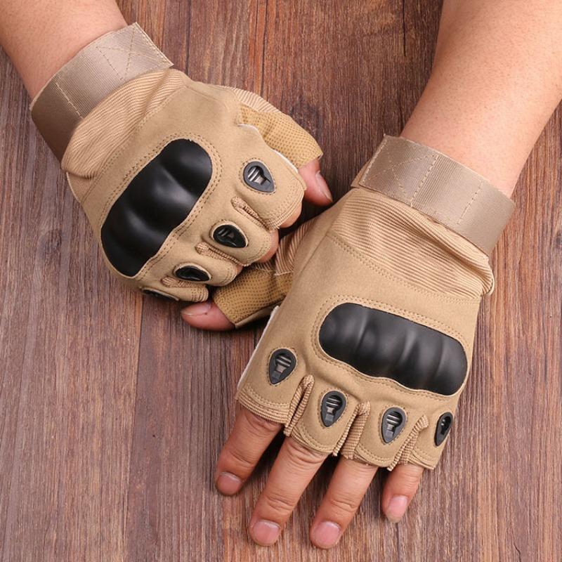 Guanti Tattici Fan Militari Prestazioni sul Campo Nero Outdoor Britannico Equitazione Taglio Resistente Sport Fitness Guanti a Metà Dito con Guscio Duro