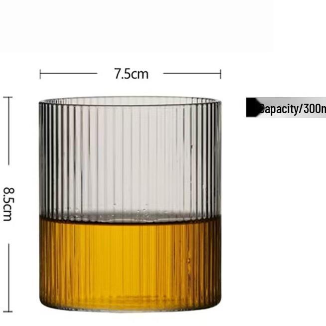 Transparent Vertical Stripe High Borosilicate Glass Cup for Water, Juice, Milk, or Whiskey