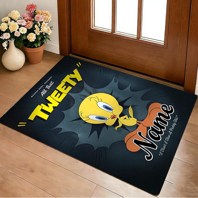 Custom Name Tweety Bird Living Room Non-Slip Area Rug Soft Carpet for Bedroom Kids Playroom Sofa Office Home Decor Doormat