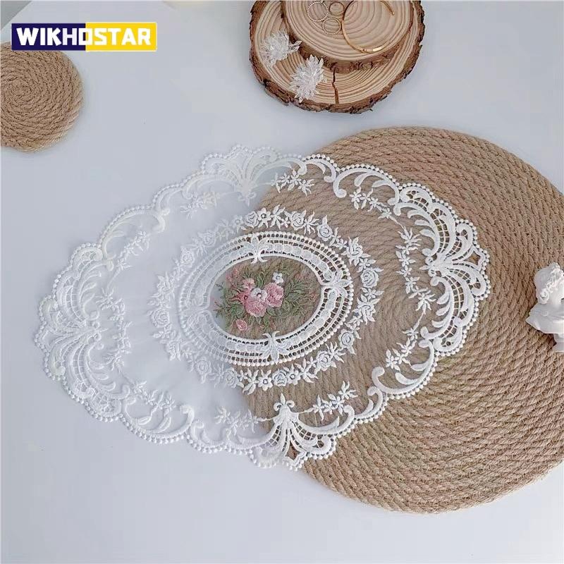 Vintage Lace Coaster Table Cloth Lace Tablecloth Embroidery Placemat Cabinet Furniture Decoration Background Photo Props