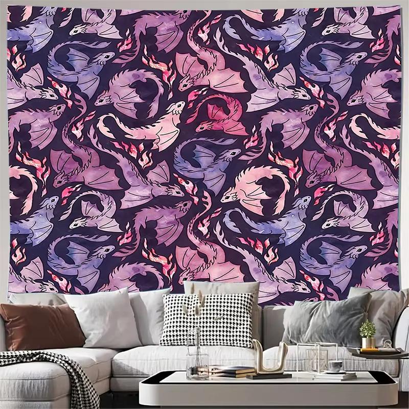 Fantasy Dragon Tapestry Wall Hanging - Gothic Anime Decor Mystical Forest Mural Aesthetic Witchy Dark Academia Bedroom Decor