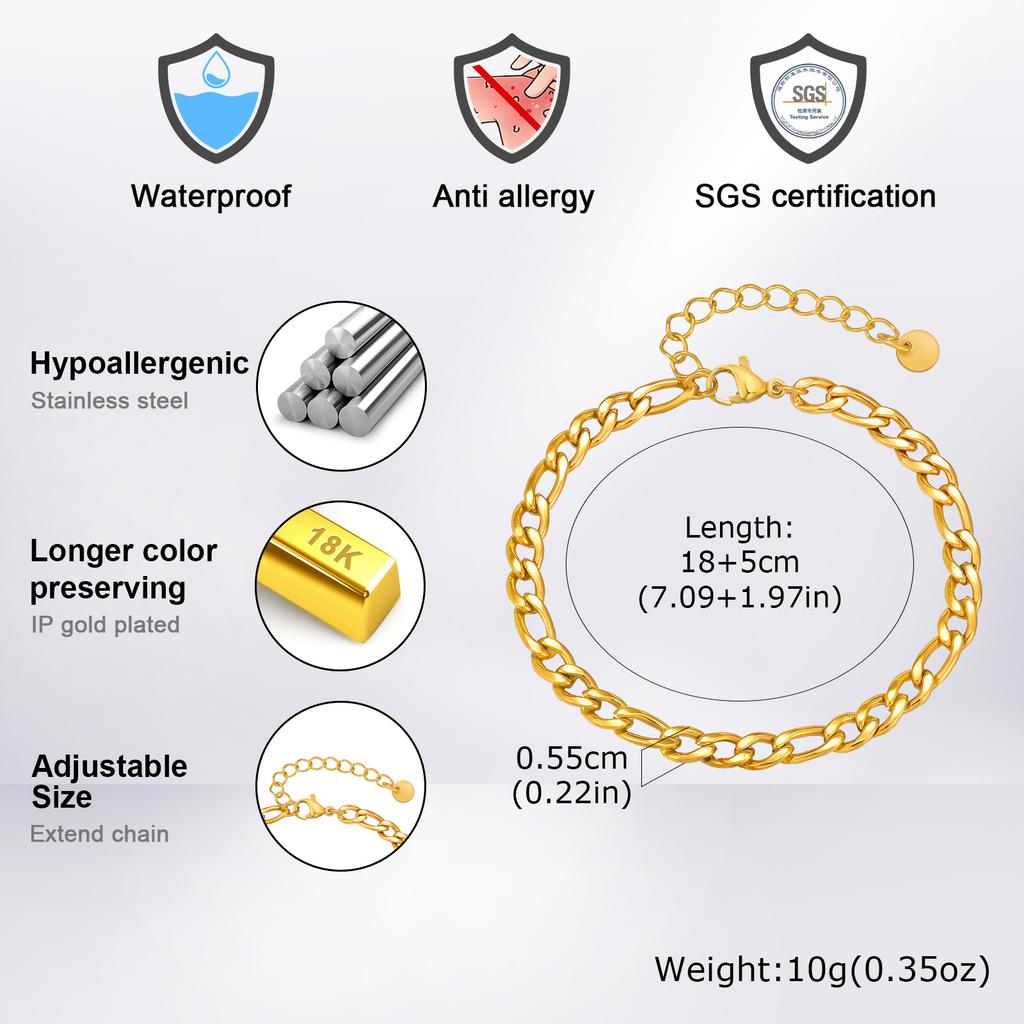 Hip Hop Punk Stainless Steel NK Chain Bracelet for Women Retro Simple Adjustable Bracelets Trendy Party Jewelry Accessories