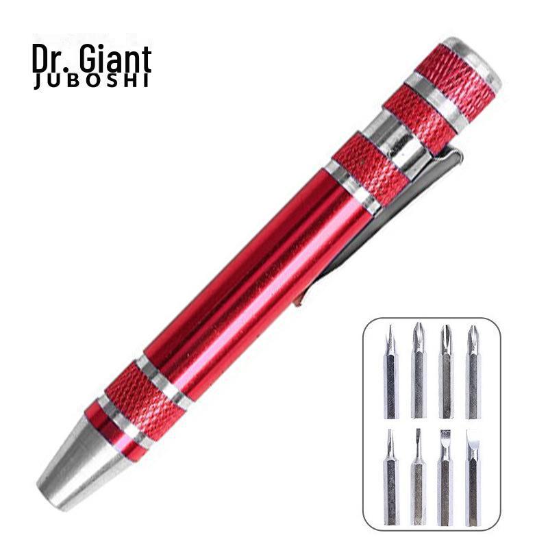 8-in-1 Aluminum Alloy Pen Screwdriver Set with Phillips and Flat Head Tips