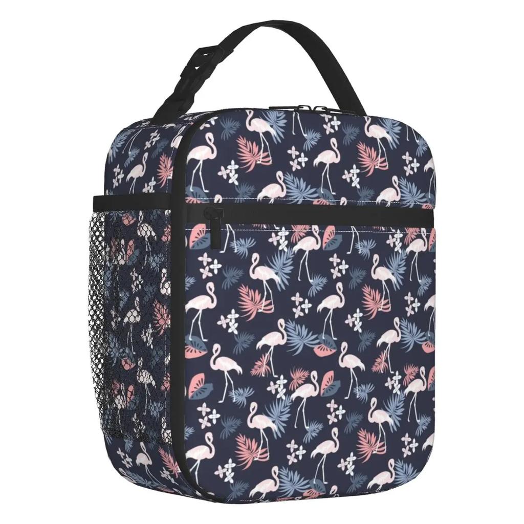 Pink Flamingo Summer Vibes Flamingos Pattern Portable Lunch Boxes Cooler Thermal Food Insulated Lunch Bag Kids School Children