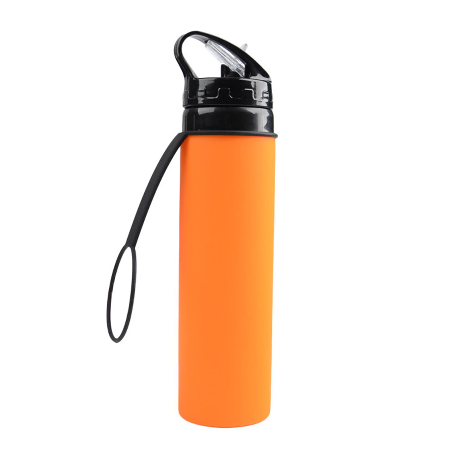 

Silicone Collapsible Sports Bottles Portable Foldable Water Bottle Outdoor Folding Camping Bottle Leakproof Water Mug оранжевый