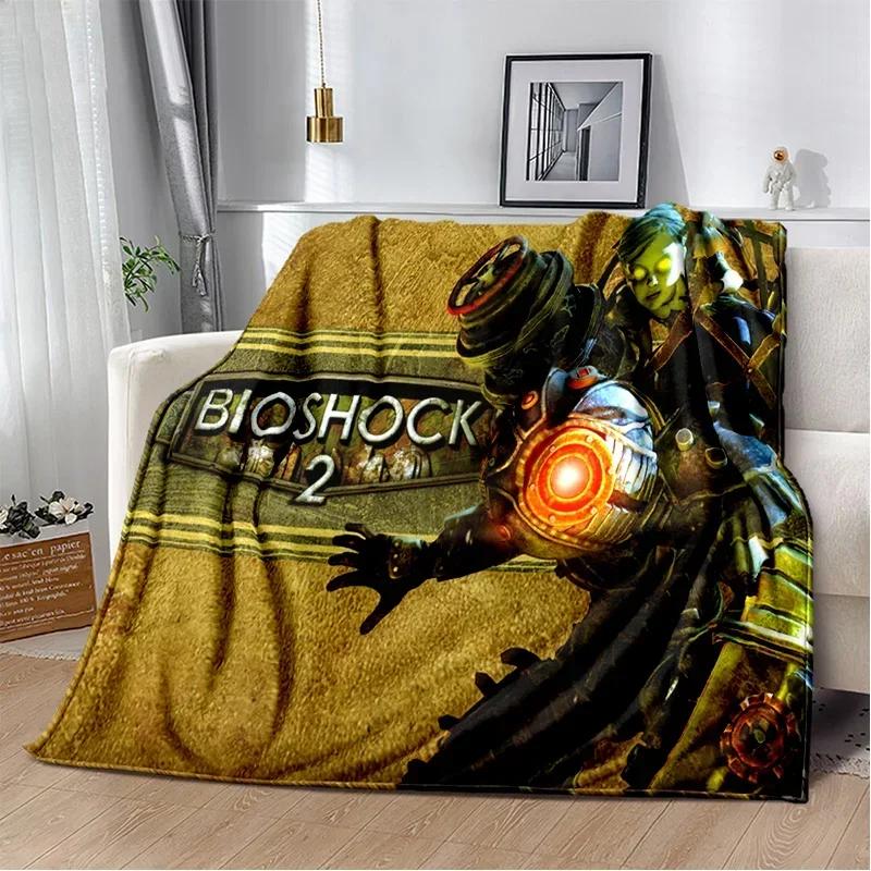 3D Retro BioShock Game Gamer Blanket,Soft Throw Blanket for Home Bedroom Bed Sofa Picnic Travel Office Rest Cover Blanket Kids