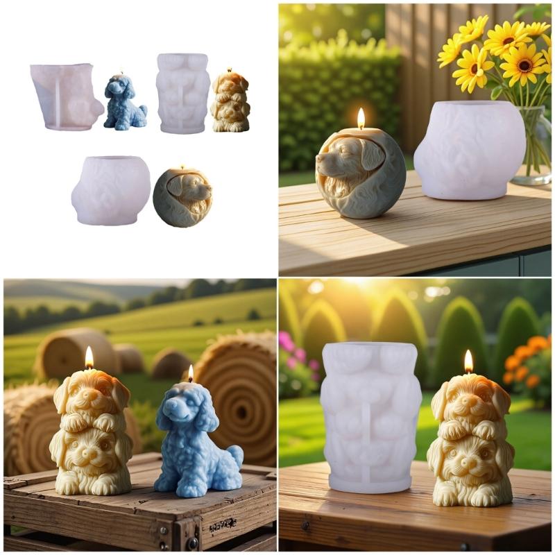 Pet Puppy Candle Silicone Mould Dog Figurine Silicone Mold For Epoxy Resin Craft Handmade Candle Soap Chocolate Baking