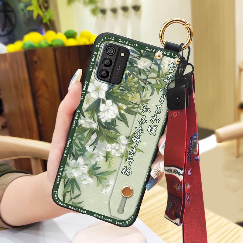 Silikon-Handyhülle im chinesischen Stil für Nokia G100 mit Handschlaufe, schützend für Mama, stoßfest, mit Ständer, Rückabdeckung mit Ring