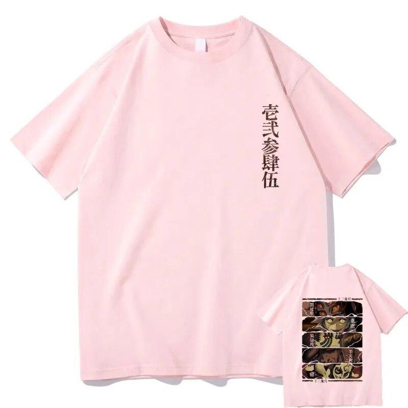 Japanese Anime Demon Slayer Print T-shirt Kokushibo Douma Akaza Hantengu Gyokko Graphic T Shirts Unisex Women Manga Oversized Tees