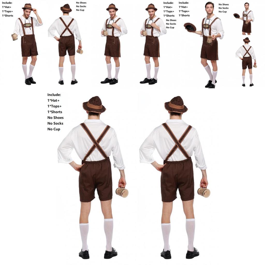 Stilvolle Herren Oktoberfest Kleidung Cosplay Kostüm Mit Einfarbigem Hemd Und Hosenträgern