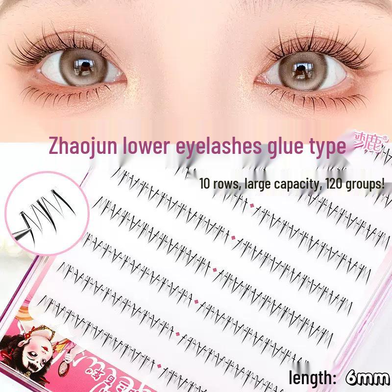 Dream Deer Zhaojun Segmented False Lower Lashes - Natural, Glue-Free, Realistic Lashes for Manga Look, Perfect for Newbies.