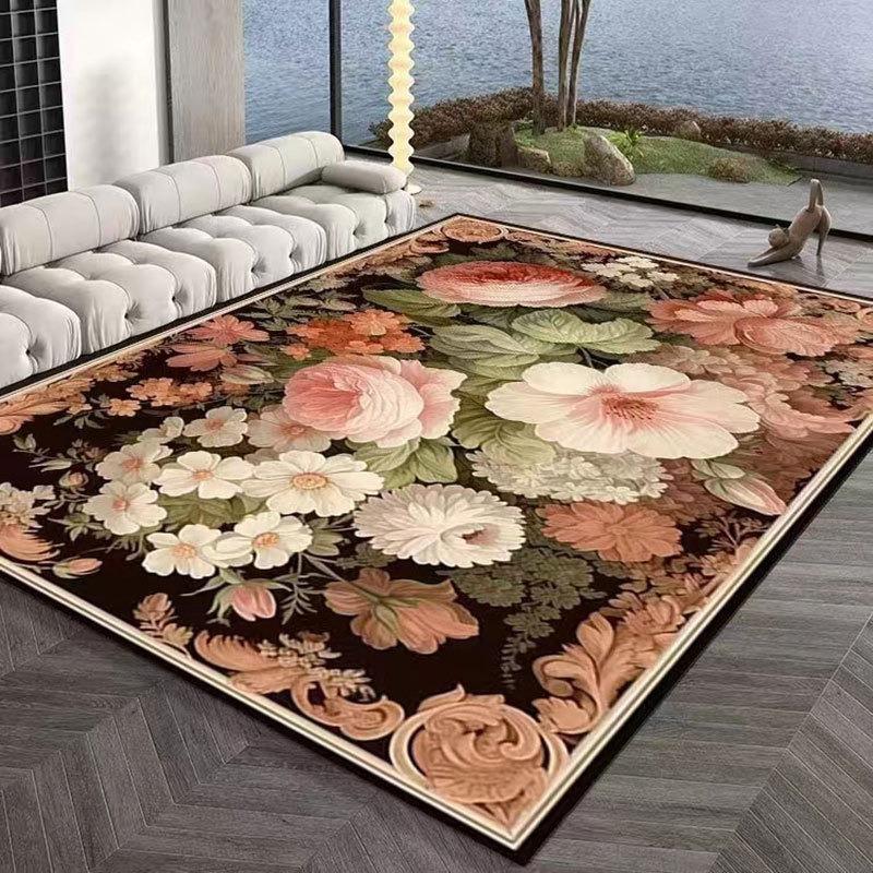 Nordic Flower Living Room Rug European Sofa Coffee Table Mat Living Room Carpet American Style Full Bed Carpet Bedside Carpet