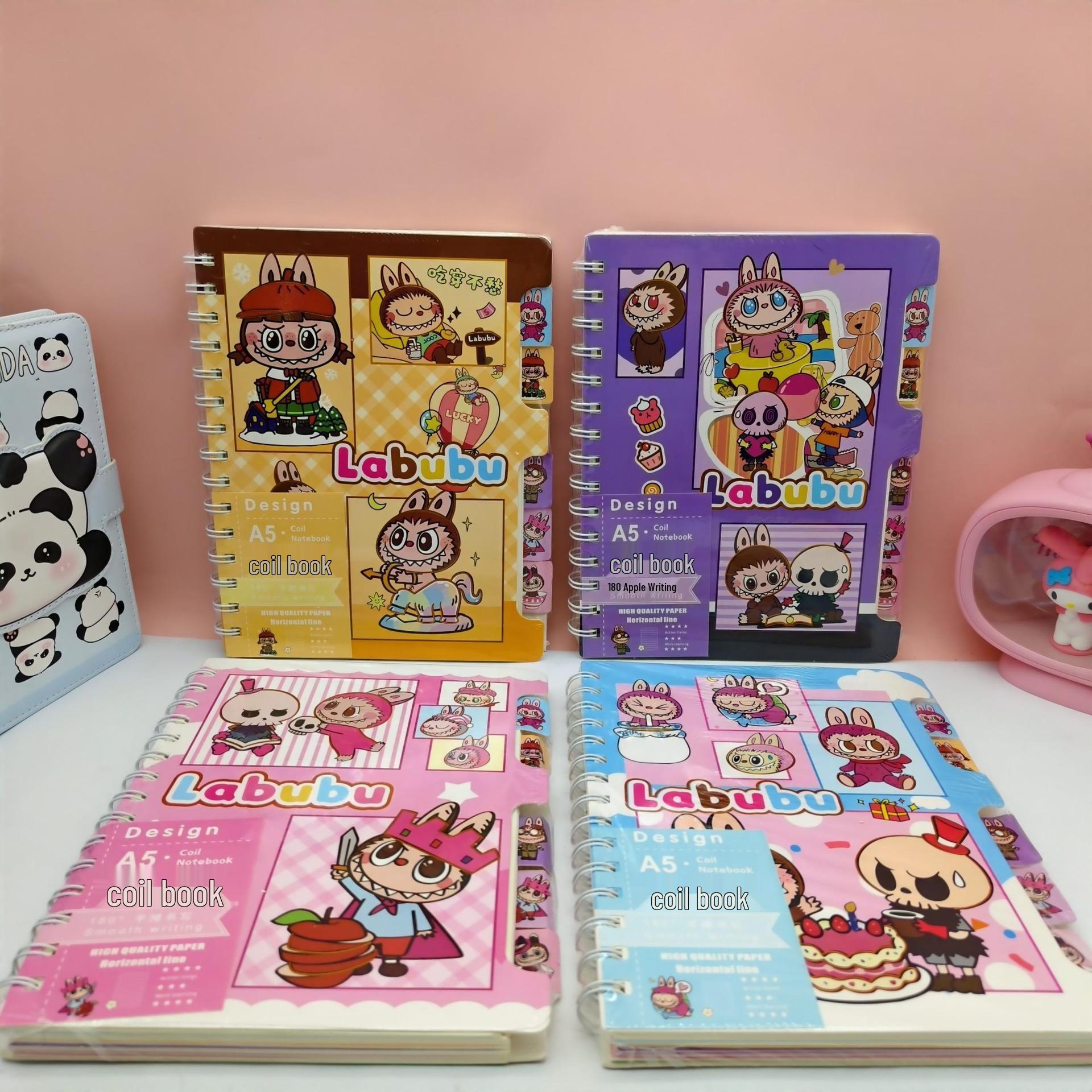 LABUBU Cartoon Coil Notebook: Cute, Portable, Lined for Students