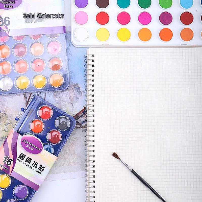 48-Color Solid Watercolor Gouache Paint Set for Beginners in Plastic Box