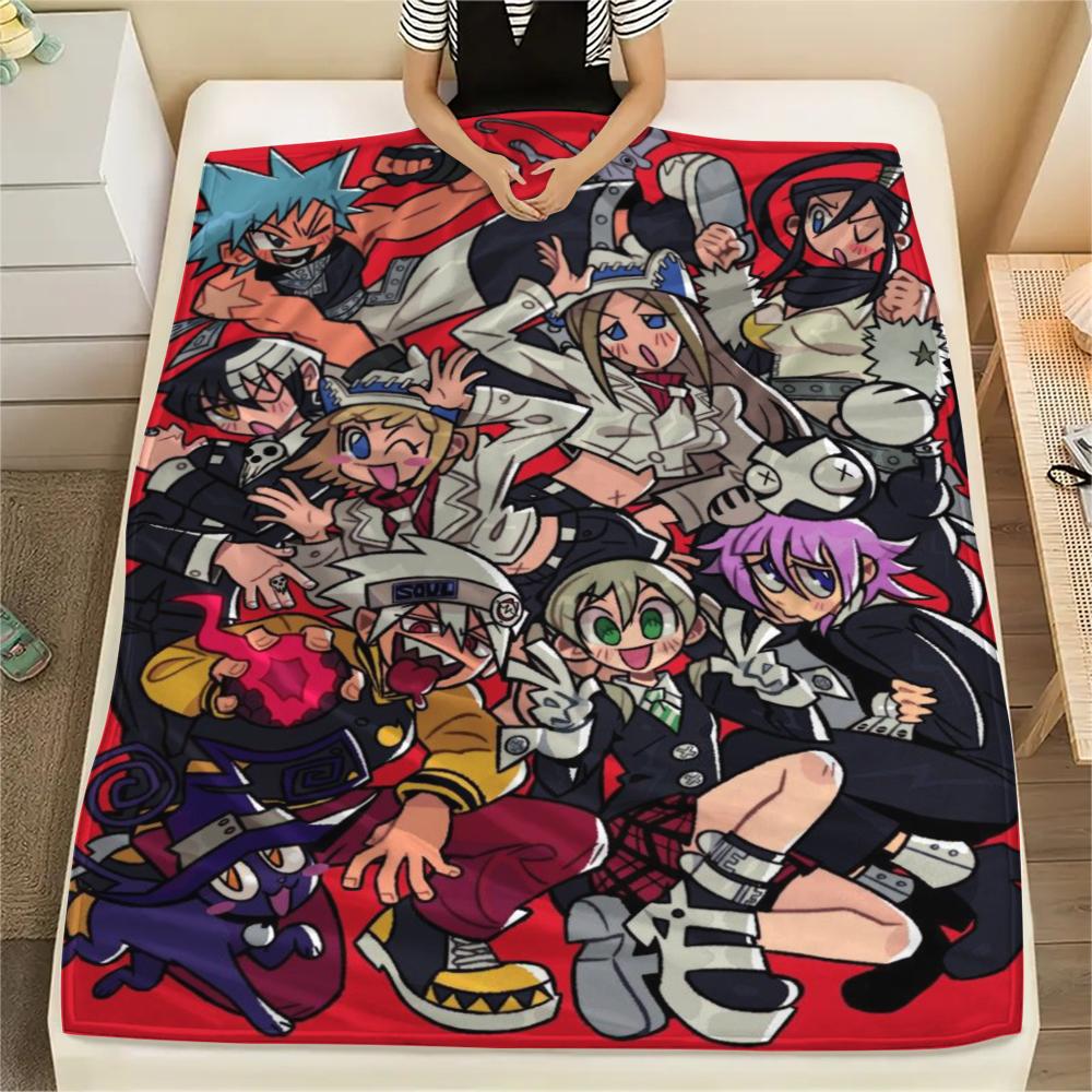1PC Soul Eater Print Flannel Blanket, High quality Comfortable for All Seasons, Home Decor, Warmth and Comfort, Perfect for Christmas Gifts172